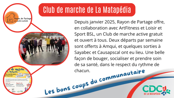 Les bons coups du communautaire - Club de marche de La Matap&eacute;dia